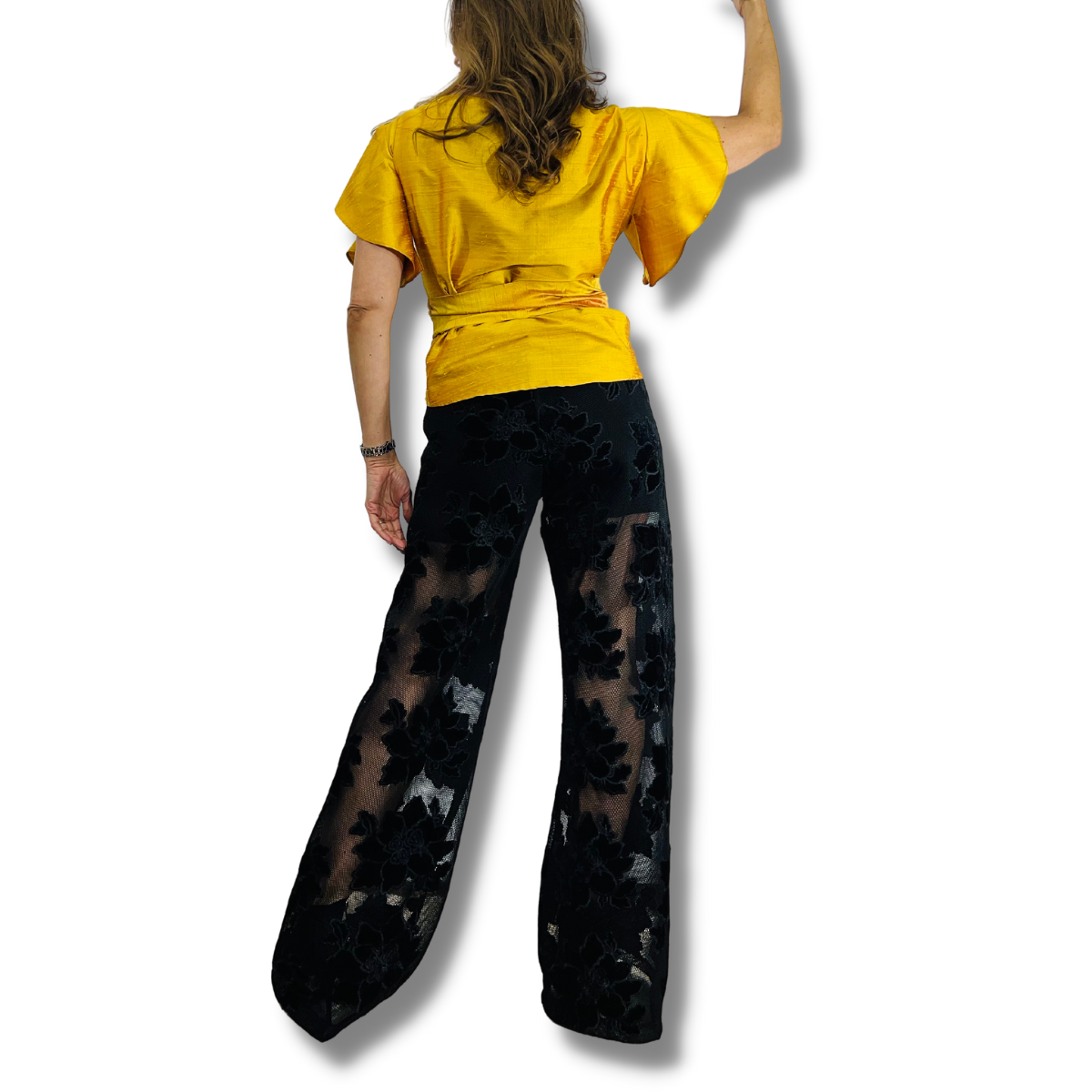 BLUSA CRUZADA DE SHANTUNG DE SEDA MARCA PROPIA MP