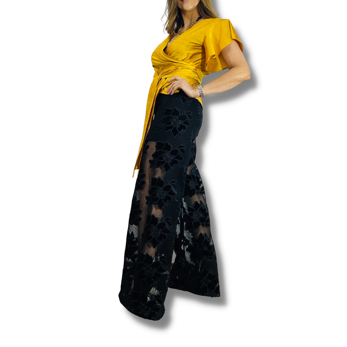 BLUSA CRUZADA DE SHANTUNG DE SEDA MARCA PROPIA MP