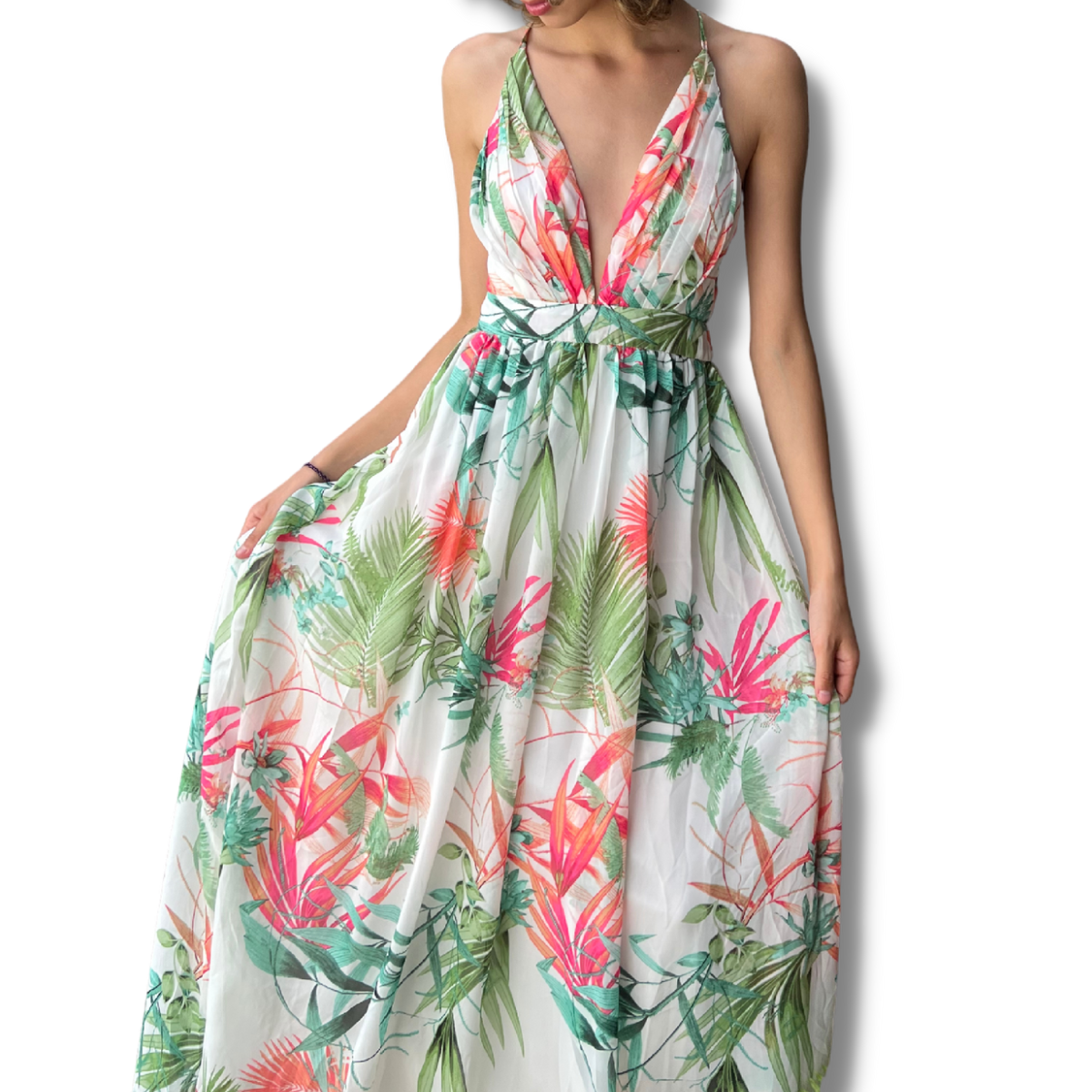 VESTIDO FIESTA GASA TIRANTES PABILO
