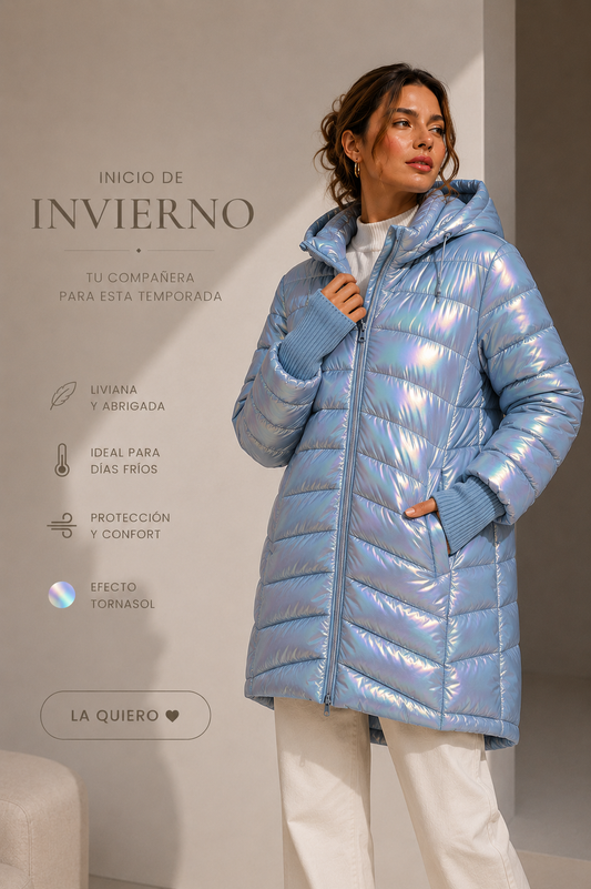 Parka Premium Acolchada Celeste