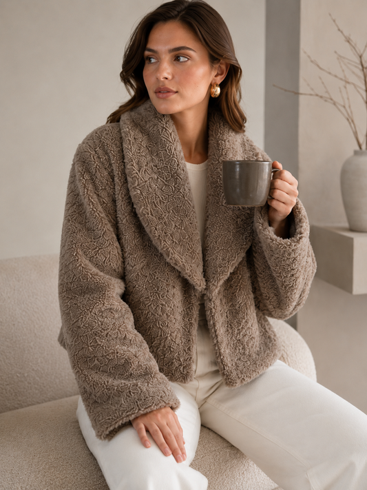 Chaqueta Teddy Soft Taupe – Piel Sintética Premium