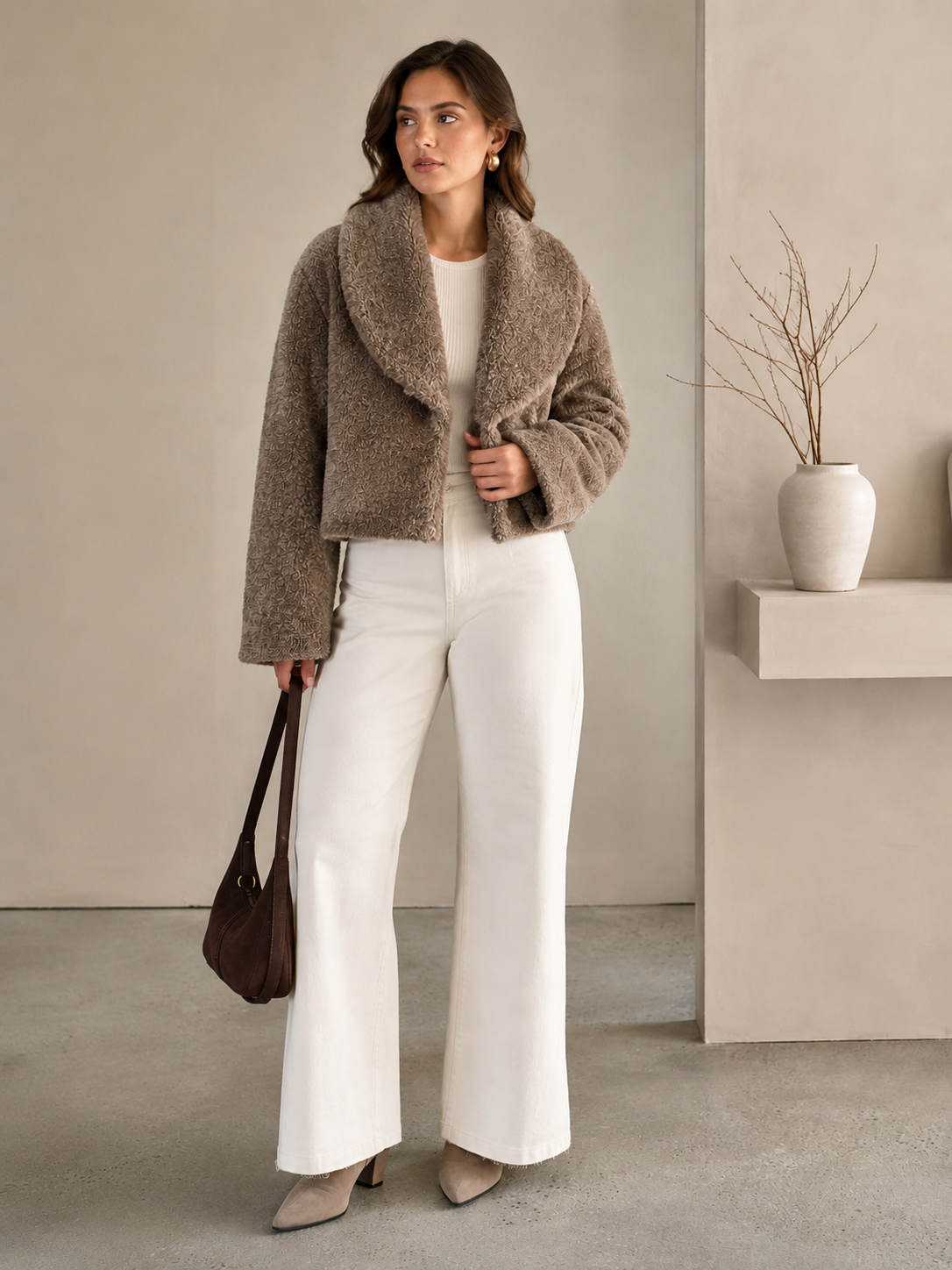 Chaqueta Teddy Soft Taupe – Piel Sintética Premium