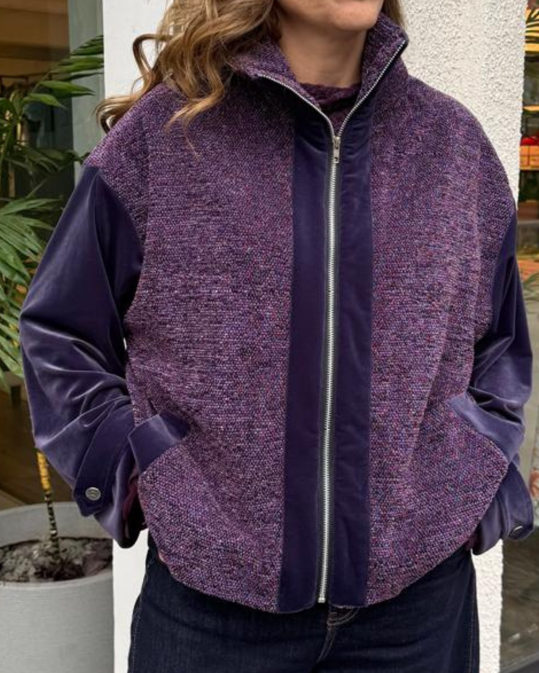 Chaqueta Bomber Oversize Mix Texturas MP 149 | MICHELLE PIFFAUT