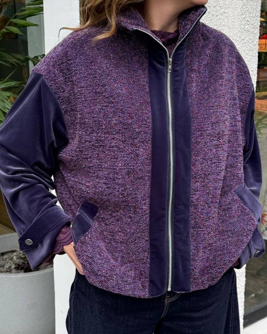 Chaqueta Bomber Oversize Mix Texturas MP 149 | MICHELLE PIFFAUT
