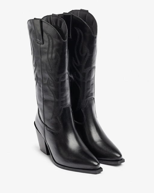 Bota Cowboy Negra de Cuero