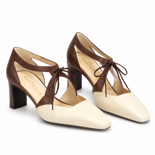 Zapatos de Tacón Hispanitas Amapola Bicolor de Cuero