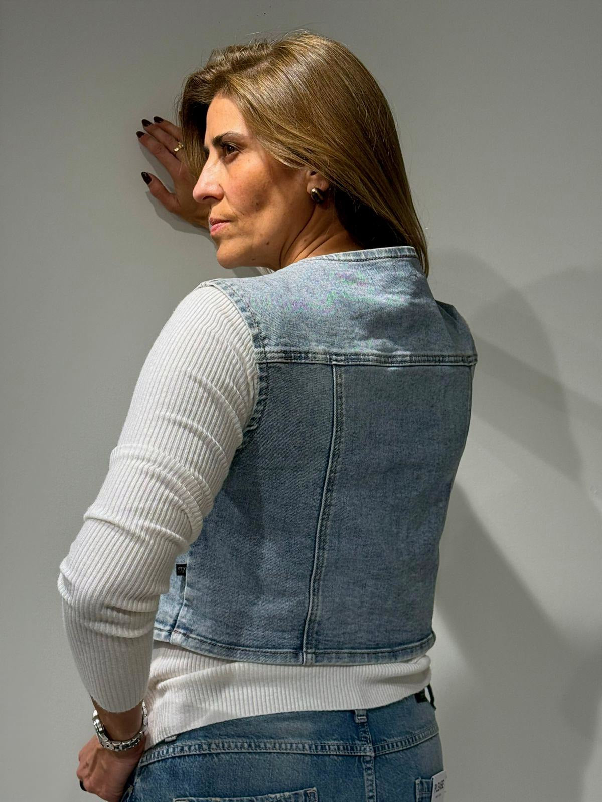 Gilet Jeans Elia Celeste | Chaleco Denim Mujer