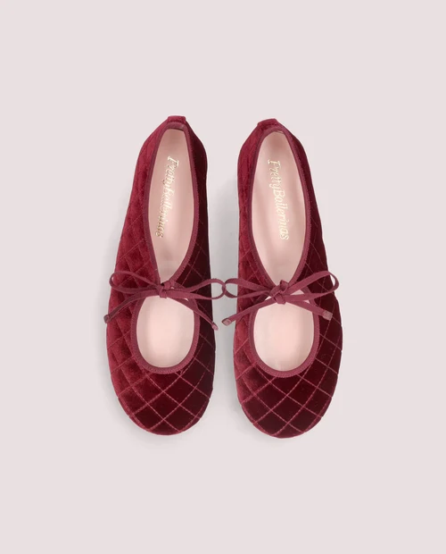 Bailarina Georgia Terciopelo Acolchado Burdeos - Pretty Ballerinas