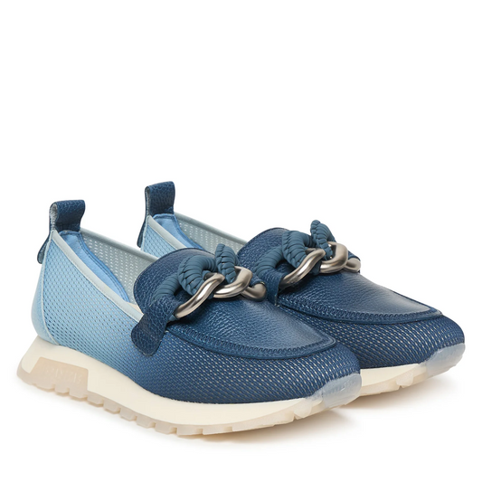 Zapatillas Mocasín Hispanitas Azules de Malla para Mujer