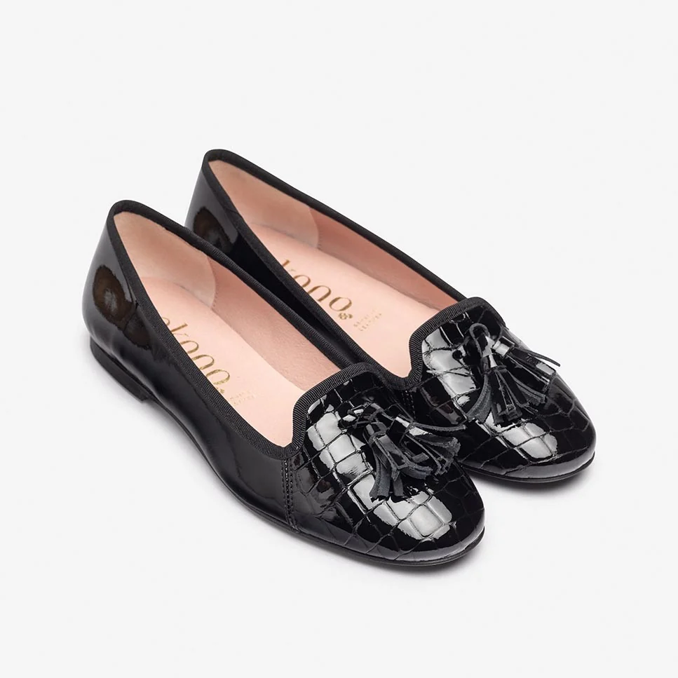 Yokono – Mocasín Estilo Ballerina Damila / Kafir en Cuero Natural Negro