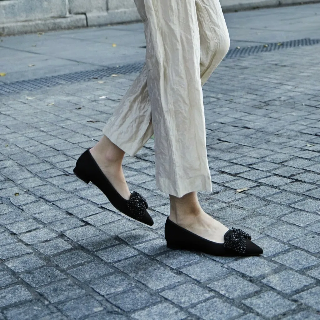 Mocasines Clementine de Gamuza Negra – Pretty Ballerinas