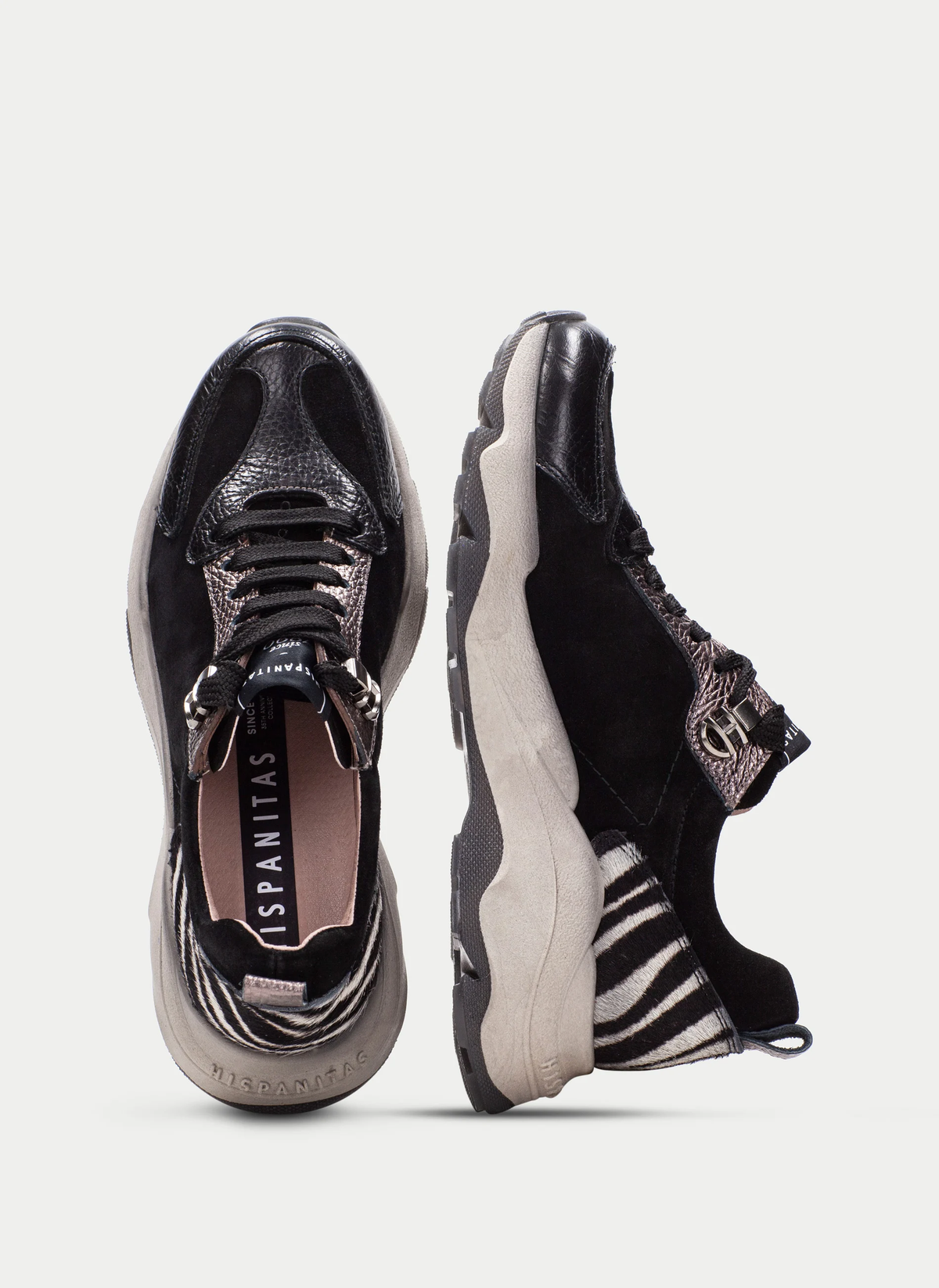 Hispanitas – Zapatillas Urbanas Nepal en Cuero y Suede Velvet Black