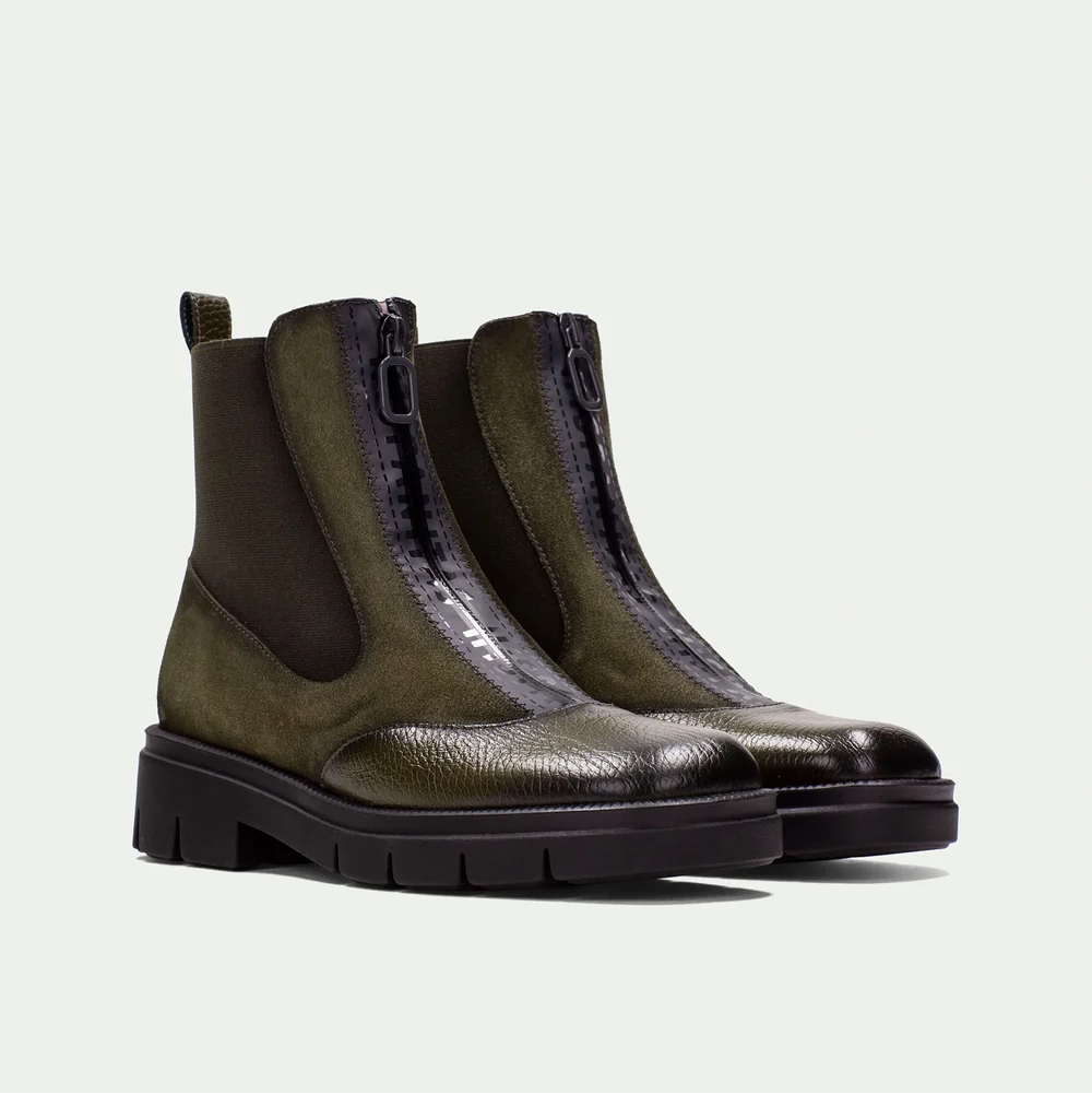 Hispanitas – Botin Nepal Hamburgo en Cuero Verde Army