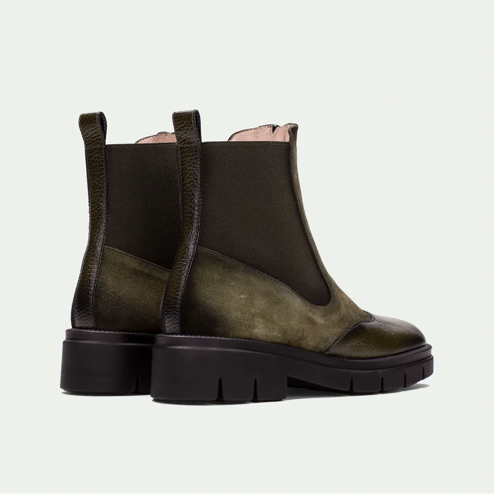 Hispanitas – Botin Nepal Hamburgo en Cuero Verde Army