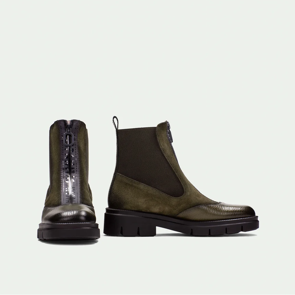 Hispanitas – Botin Nepal Hamburgo en Cuero Verde Army